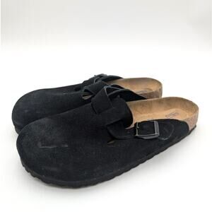 Birkenstock Boston Soft Footbed Suede Black Suede Unisex Clogs US W10/M8 EU41